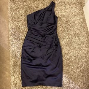Purple one shoulder formal dress